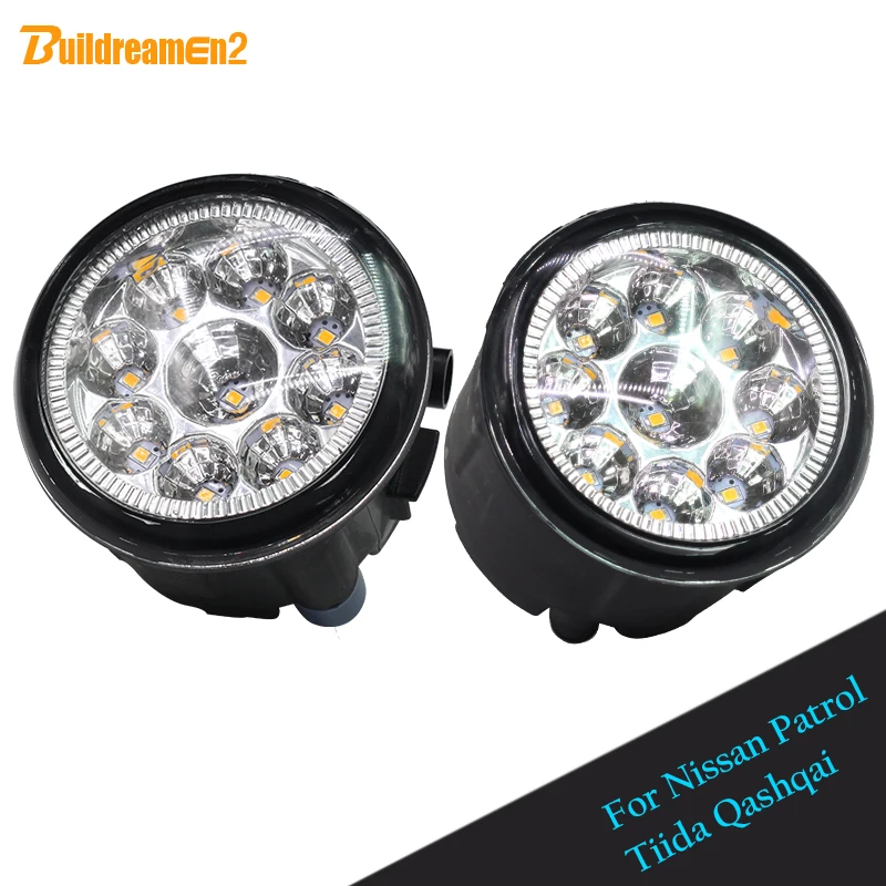 Buildreamen2 For Nissan Patrol Tiida Qashqai 2 Pieces H8 H11 Car LED Light Fog DRL Daytime Running White Yellow Blue | Автомобили и