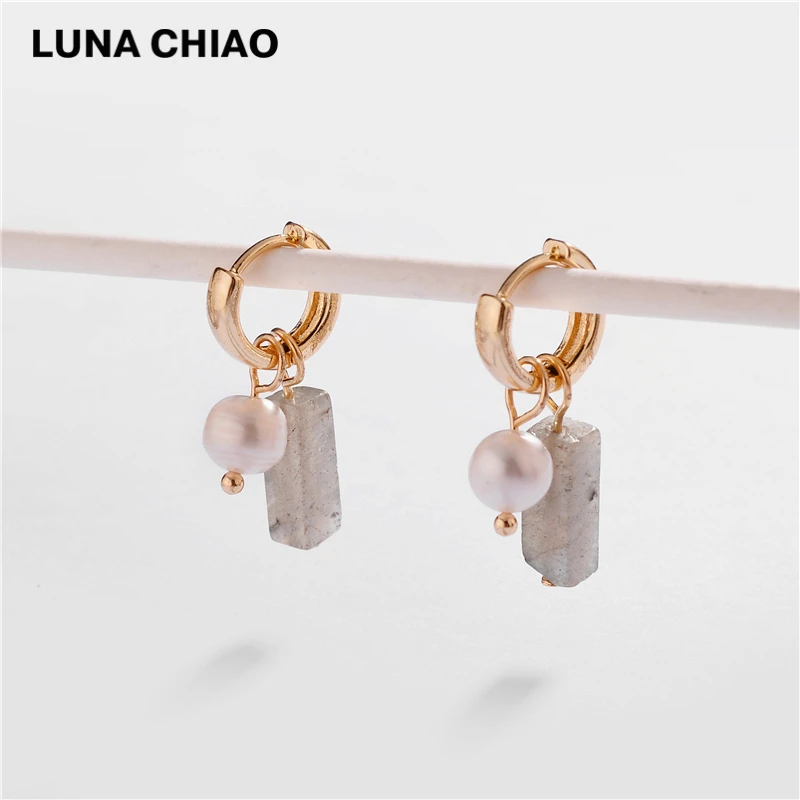 LUNA CHIAO модные трендовые женские ювелирные изделия натуральный Чарм, подвеска из камня висячие серьги