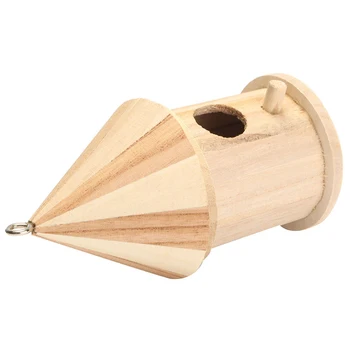 

New Wooden Bird House Birdhouse Hanging Nest Nesting Box With Hook Home Garden Decor Wood color size:16cm * 7.8cm