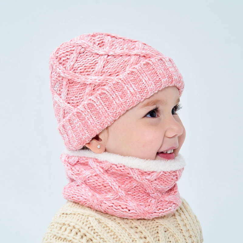 Focusnorm/шапка для маленьких мальчиков и девочек 1-8 лет, комплект из 2 предметов, 5 стилей, однотонная Вязаная хлопковая мягкая осенне-зимняя шапка, комплект