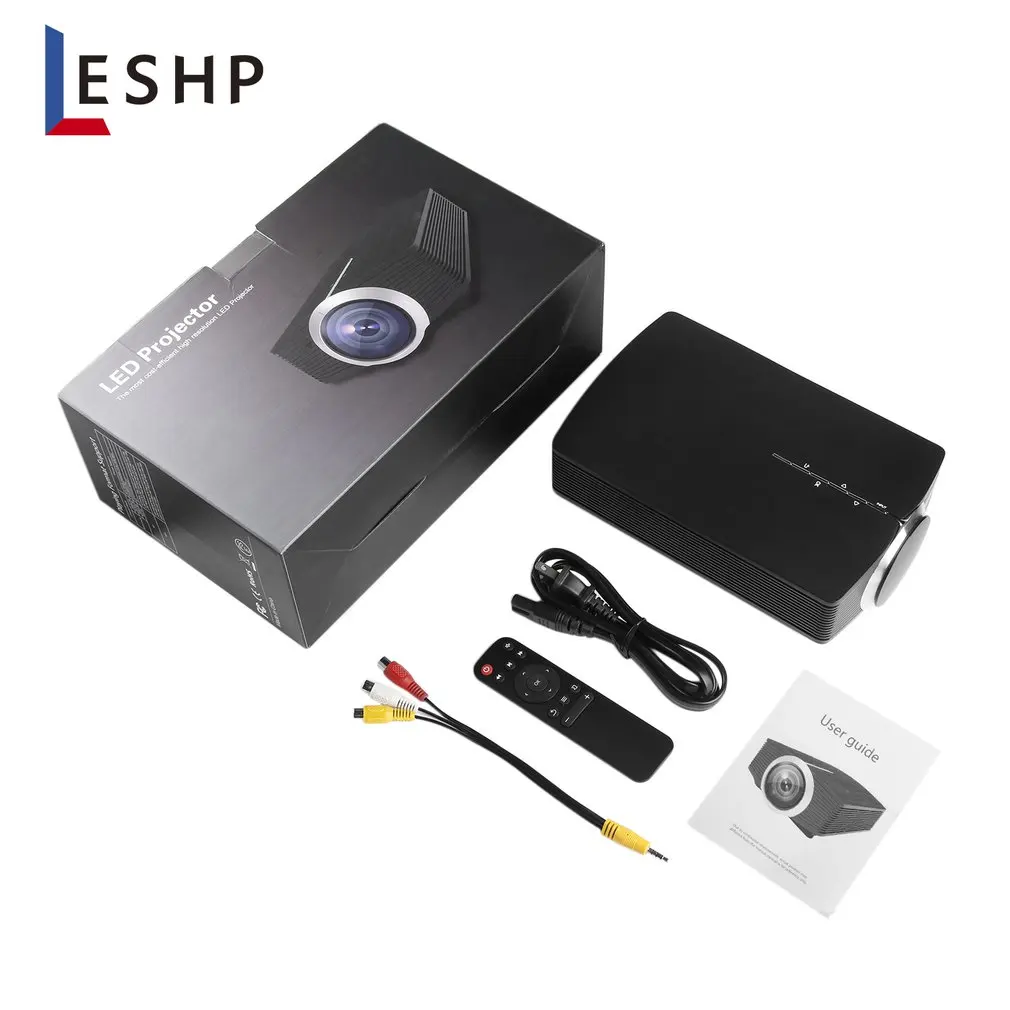 LESHP LED Video Projector 1200LM Multimedia Home Projector Ondersteuning 1080P HDMI USB VGA AV voor Bioscoop TV Laptop game LESHP LED Video Projector 1200LM Multimedia Home Projector Ondersteuning 1080P HDMI USB VGA AV voor Bioscoop TV Laptop game