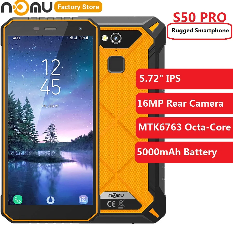 IP68 NOMU S50 PRO 4G Phablet 5,72 ''Android 8,1 MTK6763 Восьмиядерный 1,5 ГГц 4 Гб ram 64 Гб rom 16,0 Мп 5000 мАч мобильные телефоны