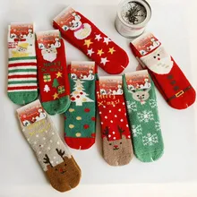 Теплые рождественские плюшевые хлопковые женские носки в форме лося, новогодние, рождественские, праздничные красные носки на весну, осень и зиму, лидер продаж