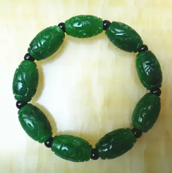 

Natural Green Jade Carved Bead Bracelet Animal Statue Exquisite Jewellery Gift