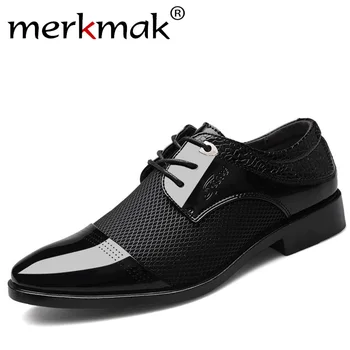

Merkmak Business Formal Leather Shoe Autumn Pointed Toe Dress Shoes British Style Big Size Men Office Footwear for Party Wedding