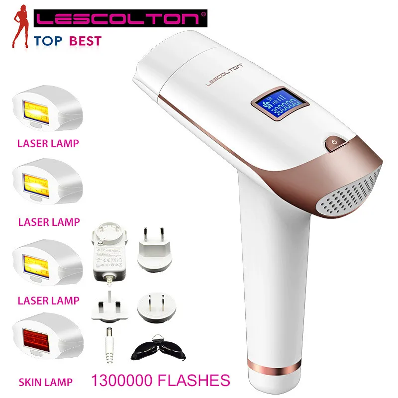 Lescolton 4in1 1300000 Flash IPL Epilator Permanent Laser Hair Removal LCD Display Epilador a Laser Bikini Trimmer Photoepilator