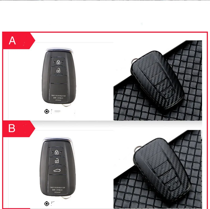 Чехол для ключей из углеродного волокна для Toyota Land Cruiser Prado Camry Prius, Crown CHR C-HR Fortuner Land Cruiser 200 LC200