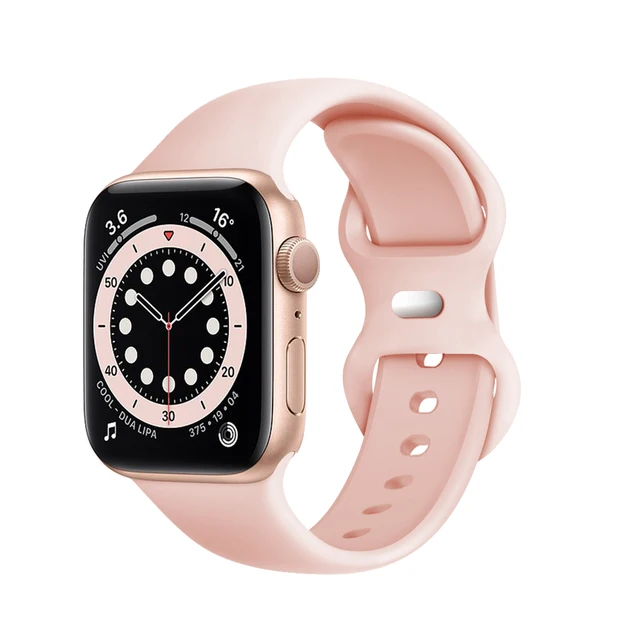 Silicone Sport Band For Apple Watch Series Se 6 543 44mm 40mm Smart Bracelet Watchband Pin Tuck Strap on iWatch 7 38mm 42mm 41mm 14 light pink