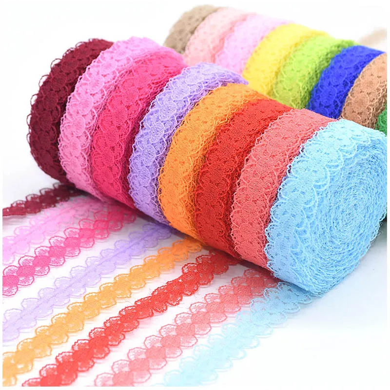50 yard 14mm Lace Ribbon Bilateral Embroidered Net Lace Trim Fabric Ribbon Roll for DIY Sewing Skirt Accessories Handmake Crafts
