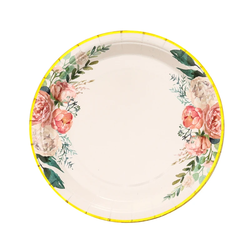 Description Picture 5 of itemFloral printing Disposable tableware Tea party supplies paper plate cup wedding decoration baby shower kids birthday party deco