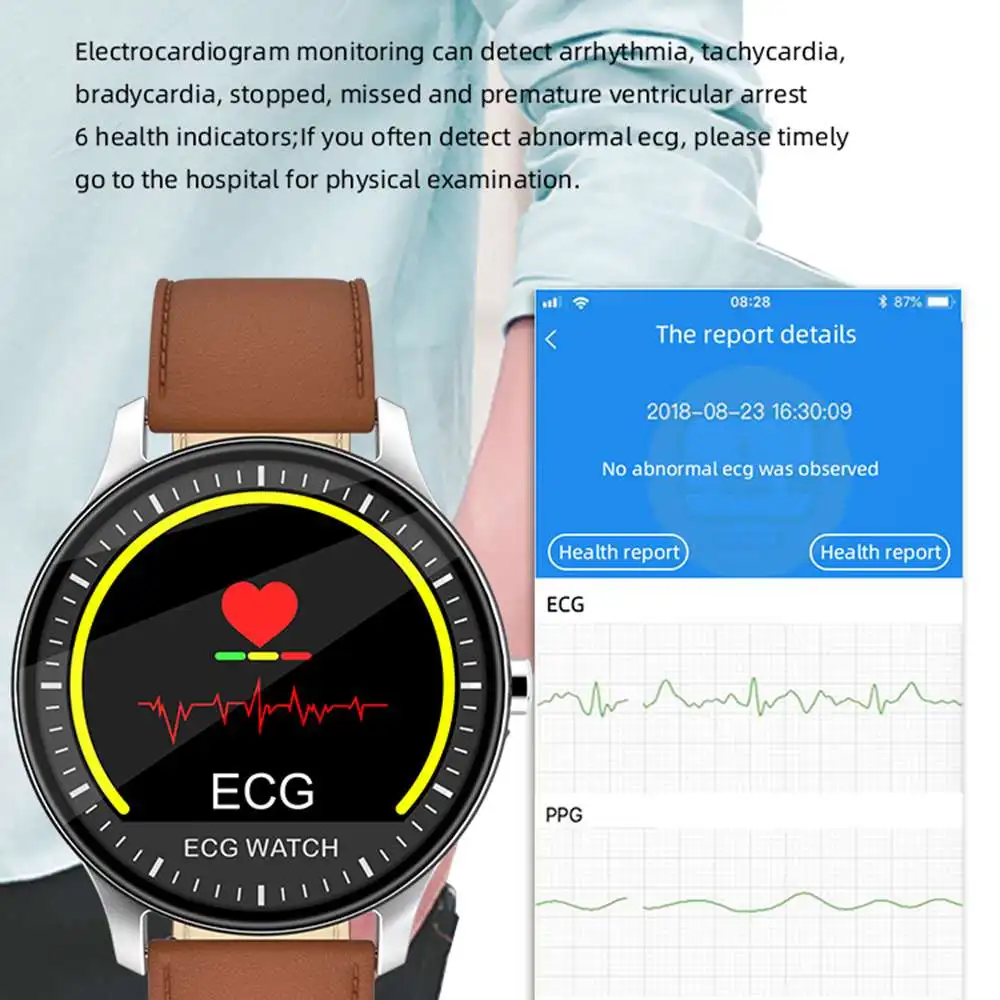 Новинка ECG+ PPG Смарт-часы мужские IP67 водонепроницаемые спортивные часы монитор сердечного ритма кровяное давление Smartwatch для пожилых PK N58