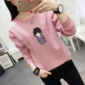 

Spring Autumn New Style Hoodies Women Cute Cartoon Girl Print Long Sleeve O Neck Woman Pullovers Loose Sweatshirts Women