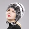 Natural Soft Knitted Rex Rabbit Fur Hat Russian Women Winter 100% Genuine Rex Rabbit Fur Caps Lady Warm Real Rex Rabbit Fur Hats 5