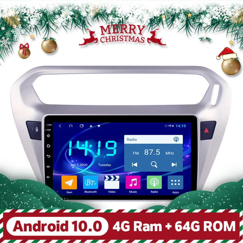 IPS DSP CARPLAY 4 Гб RAM Android 10 автомобильный мультимедийный плеер для Peugeot 301 Citroen Elysee 2014 2015