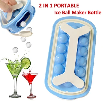 

YCOO 2 In 1 Foldable Ice Cube Tray with Lid Portable Ice Maker Kettle Anti-leakage Ice Ball Storage Box for Home Travel Sports