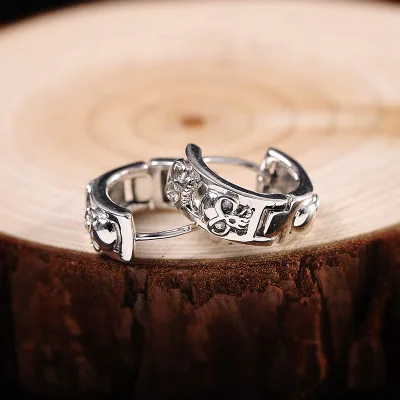 Модные Винтажные серьги с черепом из стерлингового серебра 925 пробы для женщин и