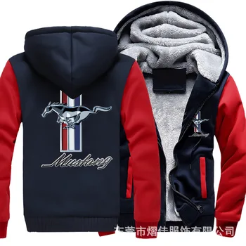 

2020 new for Ford Mustang Hoodies Jacket Winter Unisex Casual Wool Liner Fleece Man Coat Mustang 50 Years Sweatshirts Pullover