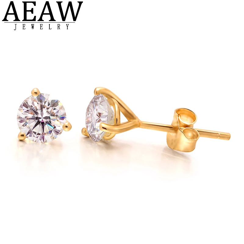 Real 0.5Carat 1ctw CVD HPHT Lab Diamond Earrings For Women Top 2022 Trend Wedding Jewelry 14k Yellow Gold Stud Earring Push Back