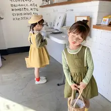 Платье-майка в Корейском стиле для девочек модные весенние платья для девочек 1-7 лет, HJ542