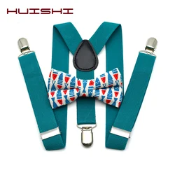 British Style Suspenders Children with Bow Tie Kids Solid Color Braces for Children 65cm*2.5 Suspenders Wedding Accessories Red