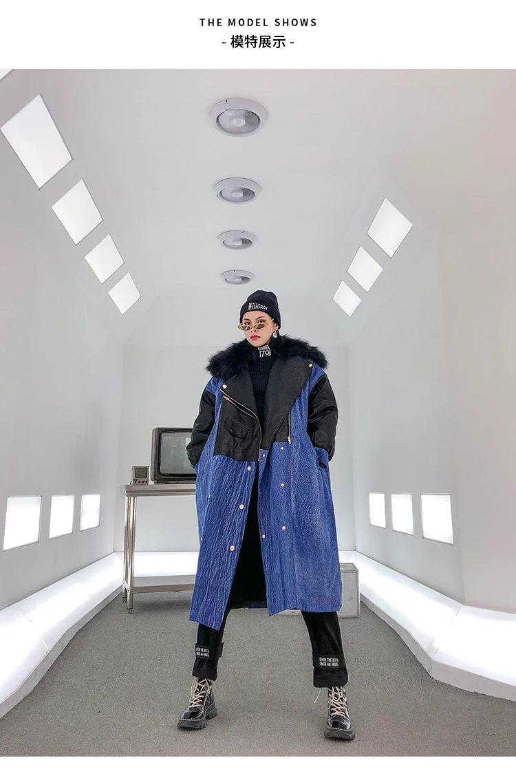 SuperAen, новинка, зимняя, хлопковая, женская, теплая, парка, пальто, дикая, повседневная, модная, парка, пальто для женщин, толстая, плюс размер, джинсовая прострочка