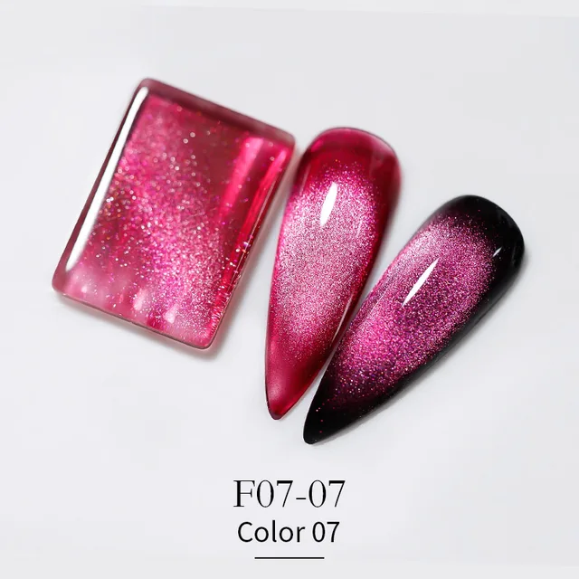 Vendeeni New Colourful Crystal Cat Eye Gel Nail Polish 9D Aurora Cat's Eye Gel Varnish Magnetic Hybrid UV Soak Off Gel Lacquer F07-07