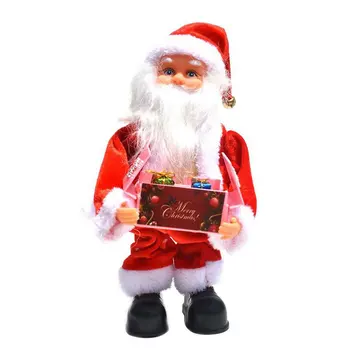 Enlarge 30cm Electric Music Santa Claus Doll Christmas Ornament Gift Toy New Year Home Decoration Kids Gifts