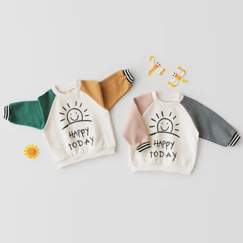 

New Casual Toddler Baby Kids Boys Girls Long Sleeve Pure Cotton Letter T-shirt Top Clothing Spring Autumn Kids T-shirt Clothing