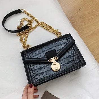 

Retro Alligator Bags For Women 2020 Luxury Designer Leather Handbag Girl's Casual Chain Shoulder Crossbody Bags Square Flap Bag