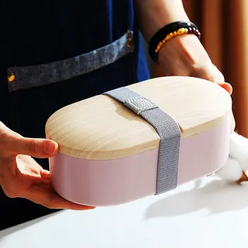 

Contracted 800ML Style Plastic Double Layer Portable Lunch Box Microwave Bento Box Tableware Oval Shape Food Storage Container