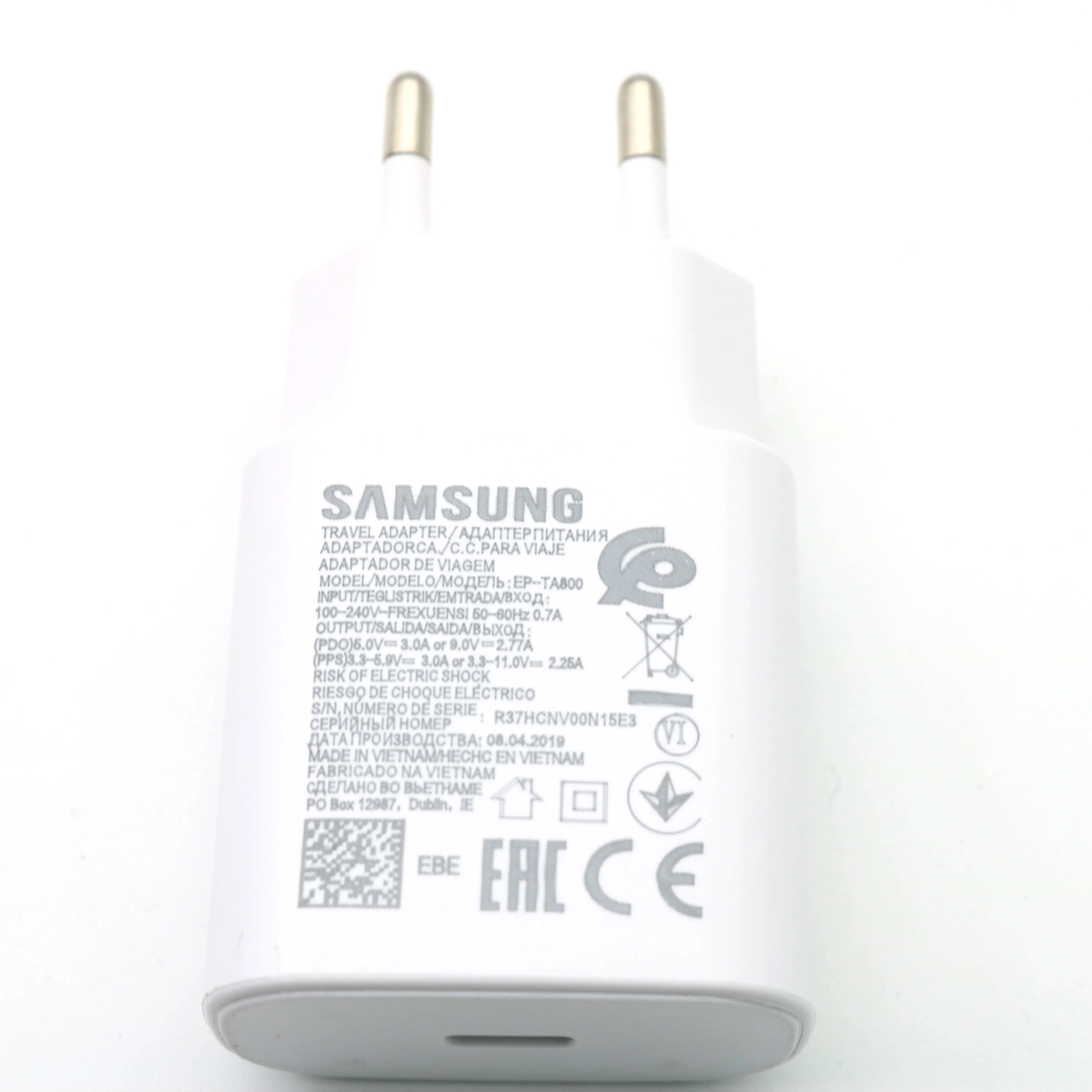 Samsung 25 Вт супер быстрое зарядное устройство для samsung Galaxy Note 10 Note10 plus Note10+ USB-C Быстрая зарядка настенное зарядное устройство - Тип штекера: only White charger