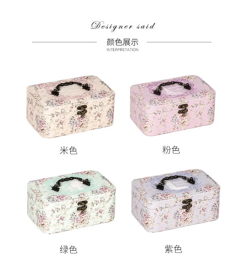 Jewelry Box Large Capacity Double Retro Korean European Jewelry Suiting Convenient Leather Jewelry Ring Portable Storage Box