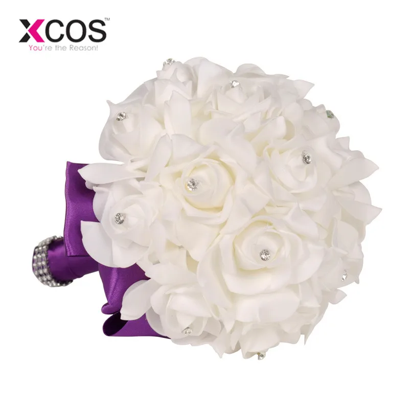 XCOS розы невесты свадебные поролоновые цветы ridal букет ленты поддельные свадебные букет de noiva Свадебные аксессуары