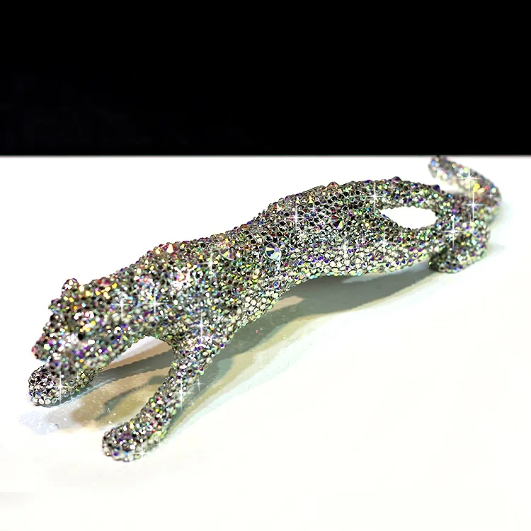 Роскошный полностью в камнях кристаллы декоративный Леопард Bling декор для автомобиля центральной консоли домашний офис отличный подарок