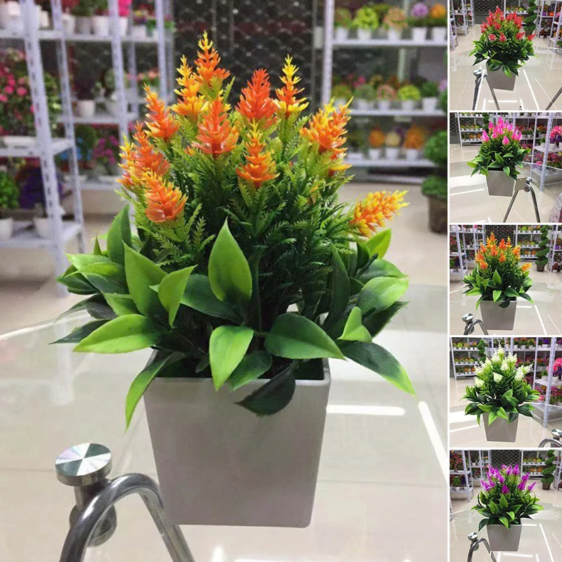1pc Artificial Flowers Plant In Pot Outdoor Home Room Office Decoration Gift New