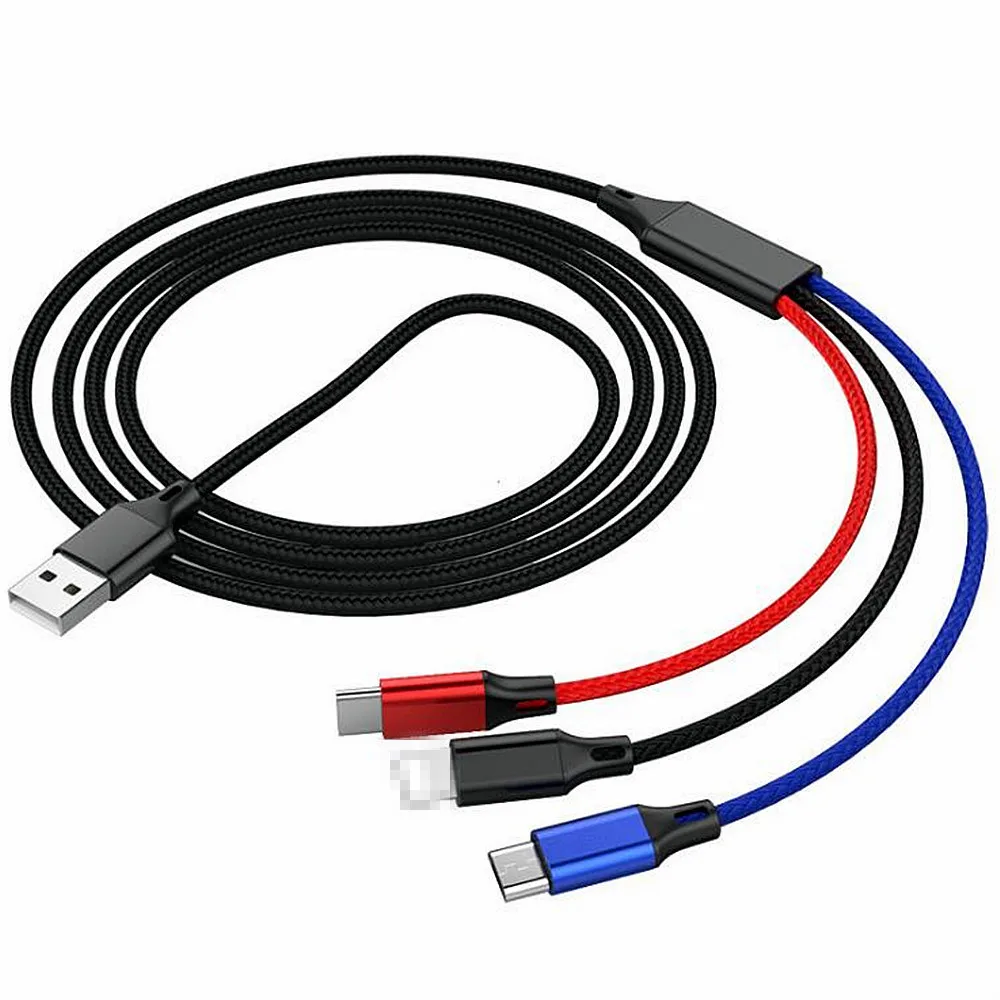 3 в 1 USB кабель для мобильного телефона Micro usb type C кабель для зарядки iPhone 6 samsung Xiaomi кабель для зарядки Micro USB шнур для зарядного устройства - Тип штекера: 120 cm