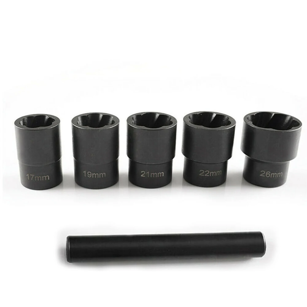 

6Pcs Screw Nut Extractor Black Chrome Molybdenum Steel Wrench Socket Parts