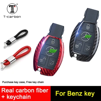 

Car Accessories Carbon Fiber For Mercedes Benz Key Case Shell W204 W205 W212 A B C S E Class Keyrings Holders Car-Styling 2020
