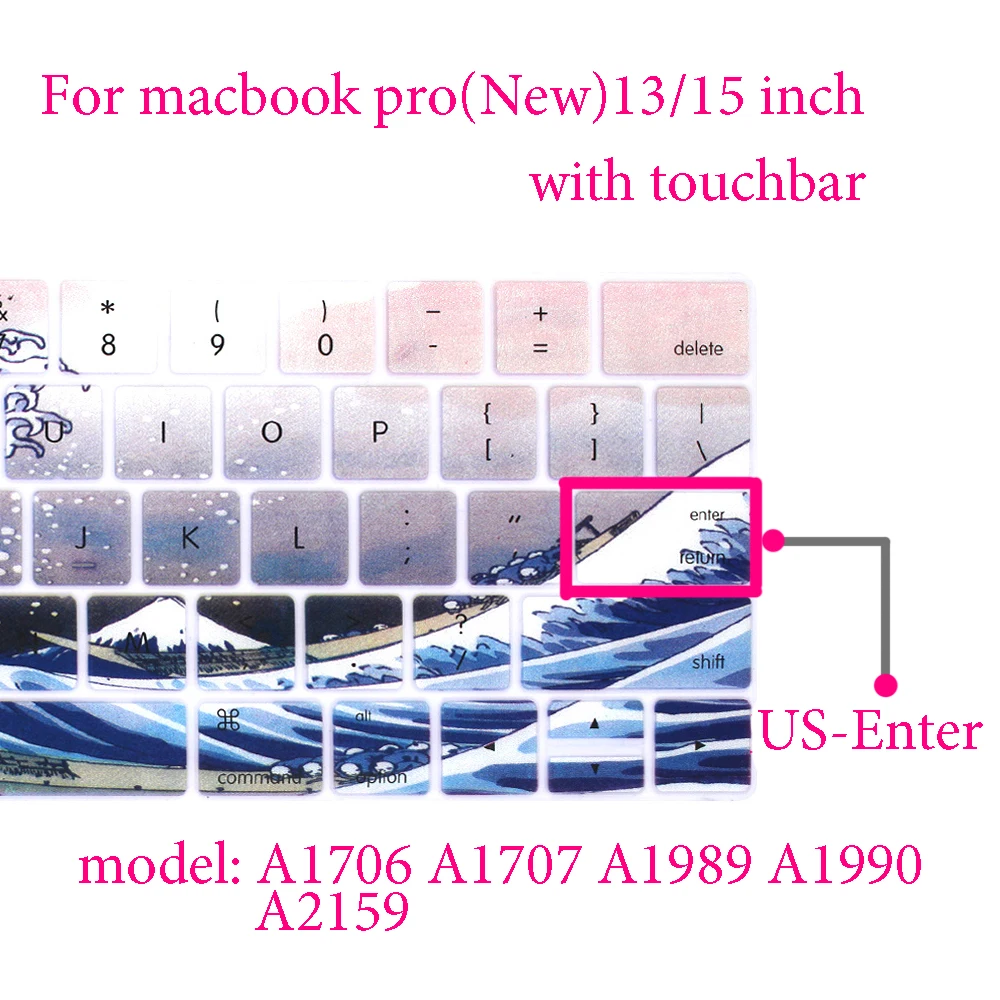 Teclado de silicone грудь для macbook Pro1" 15 дюймов A2159 A1707 A1706 A1989 A1990 чехол для клавиатуры ноутбука Новая профессиональная защитная пленка