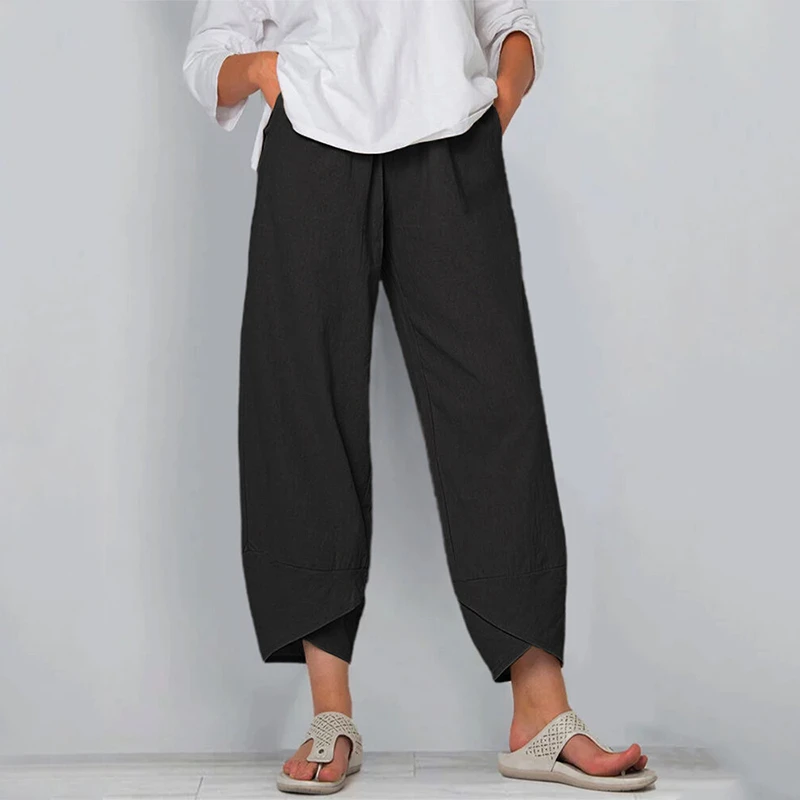 plus size black linen pants