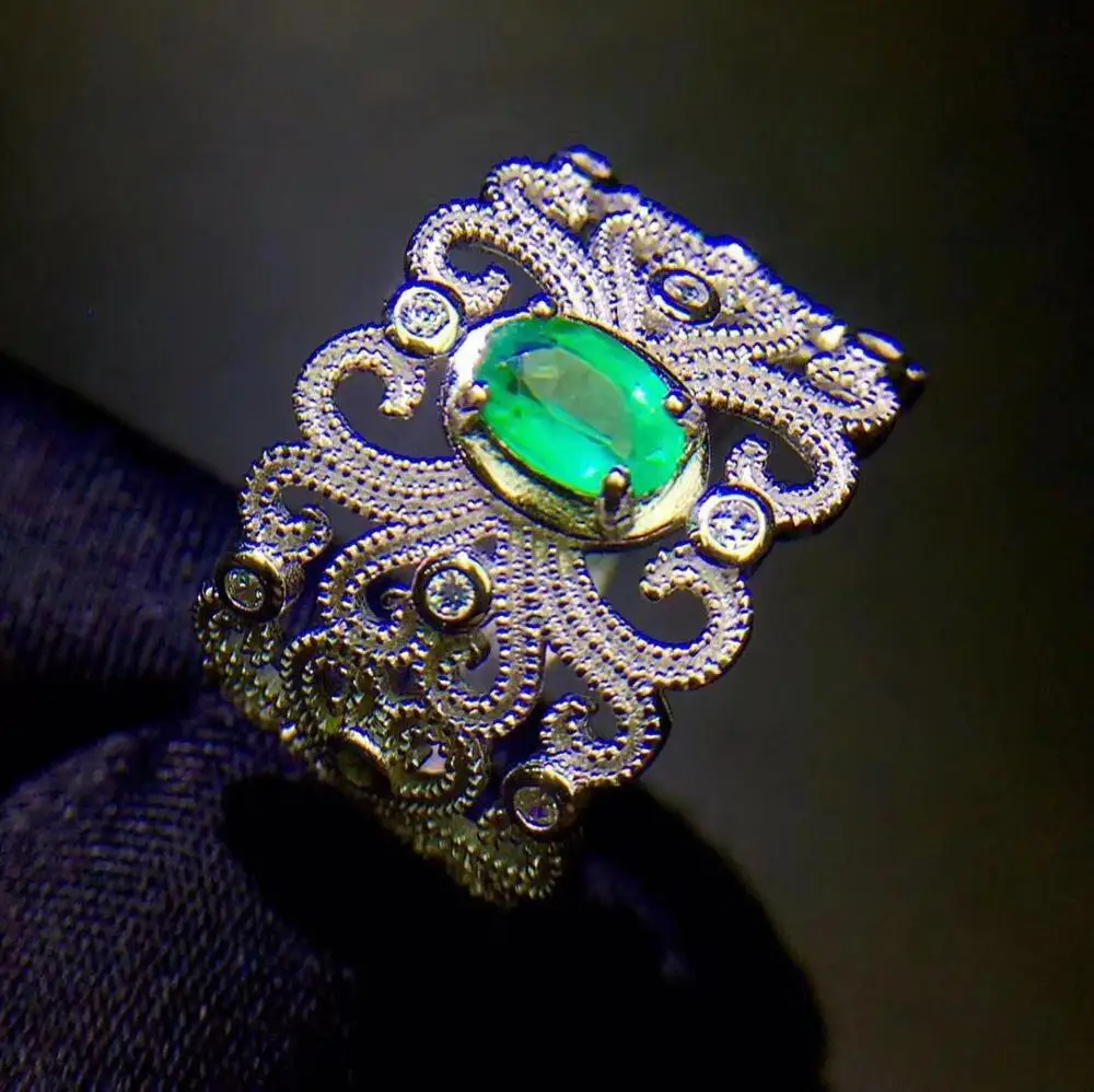 Роскошное Изумрудное кольцо из стерлингового серебра 925 для женщин хорошие Свадебные украшения