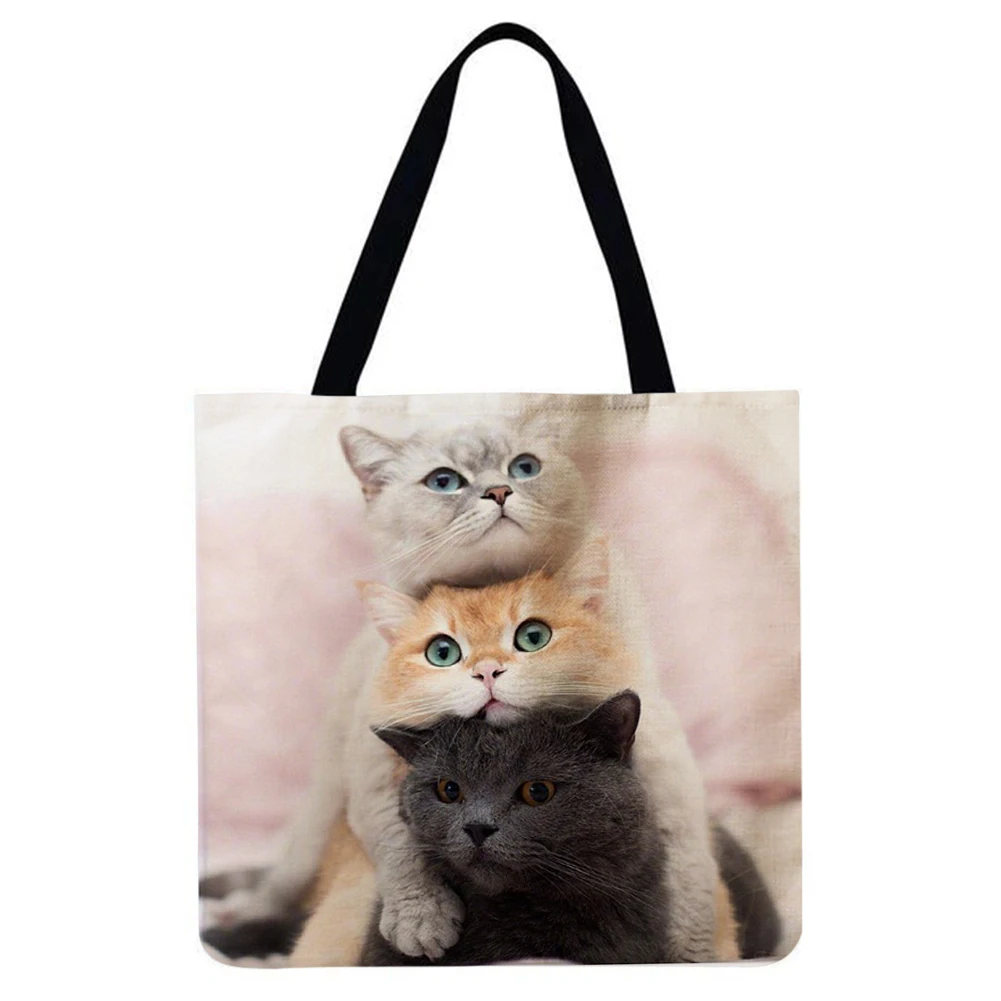 Women's Shopper Bag Three Cats Printed Shoulder Casual Ladies Large Capacity Top Quality Luxury Brand Designer Tote Handbags | Багаж и