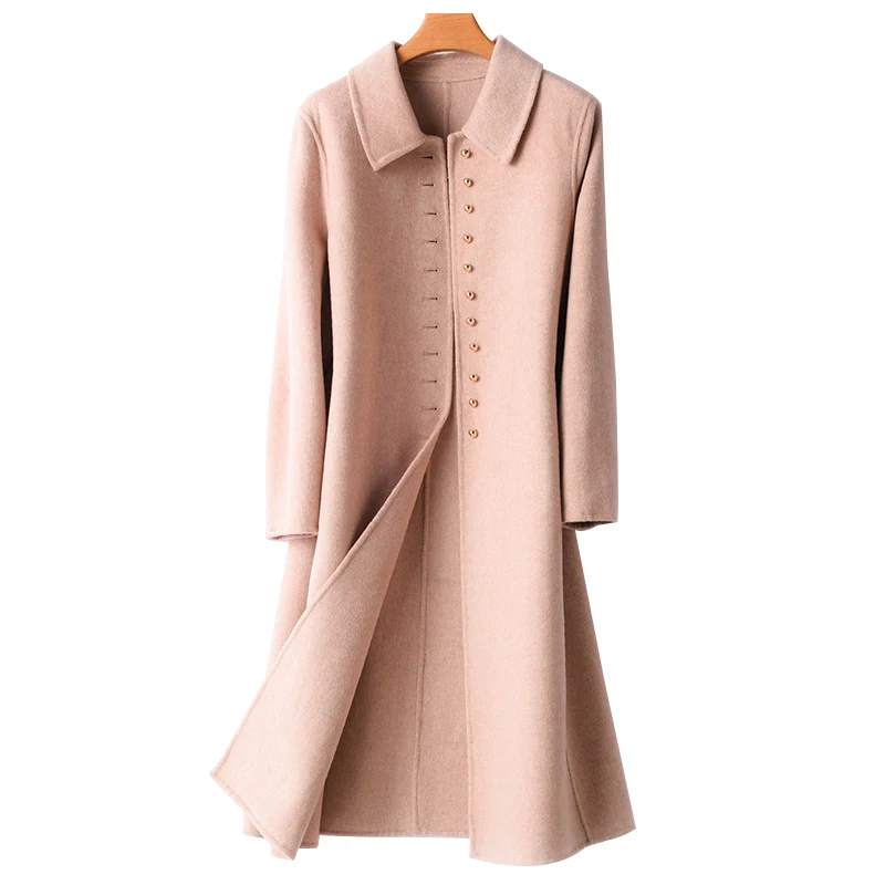 Kopen Winterjas Vrouwen 2019 Herfst Winter Cassic Eenvoudige Wol Maxi Lange Jas Vrouwelijke Gewaad Bovenkleding Kasjmier Wol Jas Manteau Femme