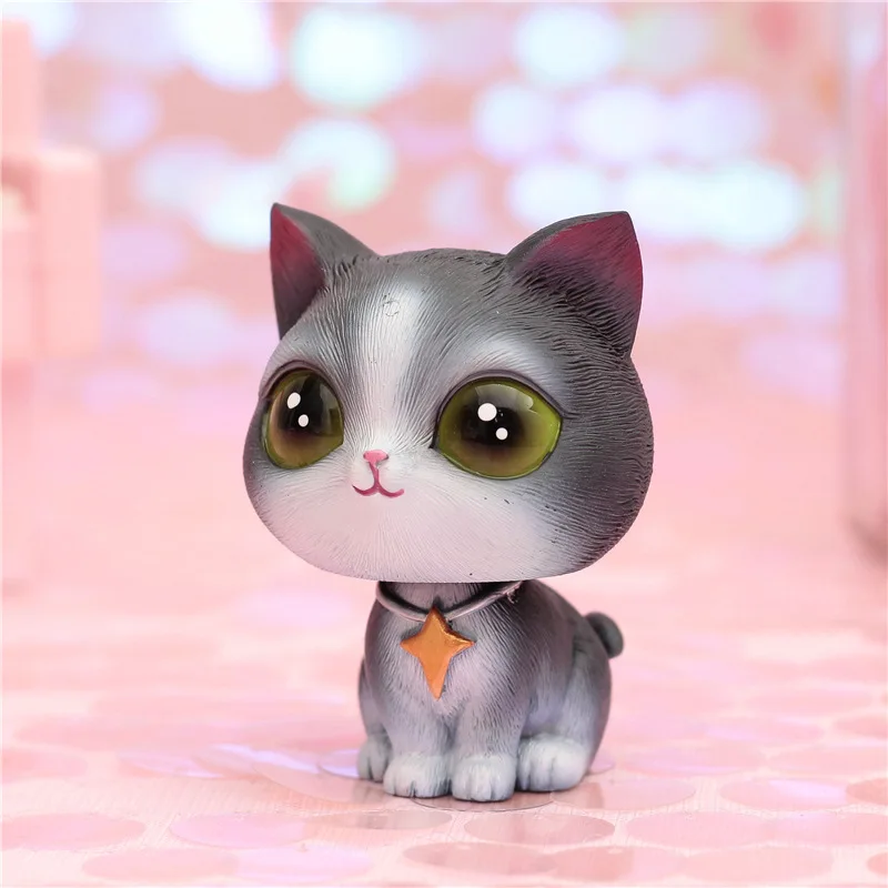 Figurine de Chat de Dessin Animé Délicat, Mini Statue en Résine, Tête  Secouante, Ornement de Gâteau Mignon, Cadeau d'Anniversaire pour Enfant,  Décor