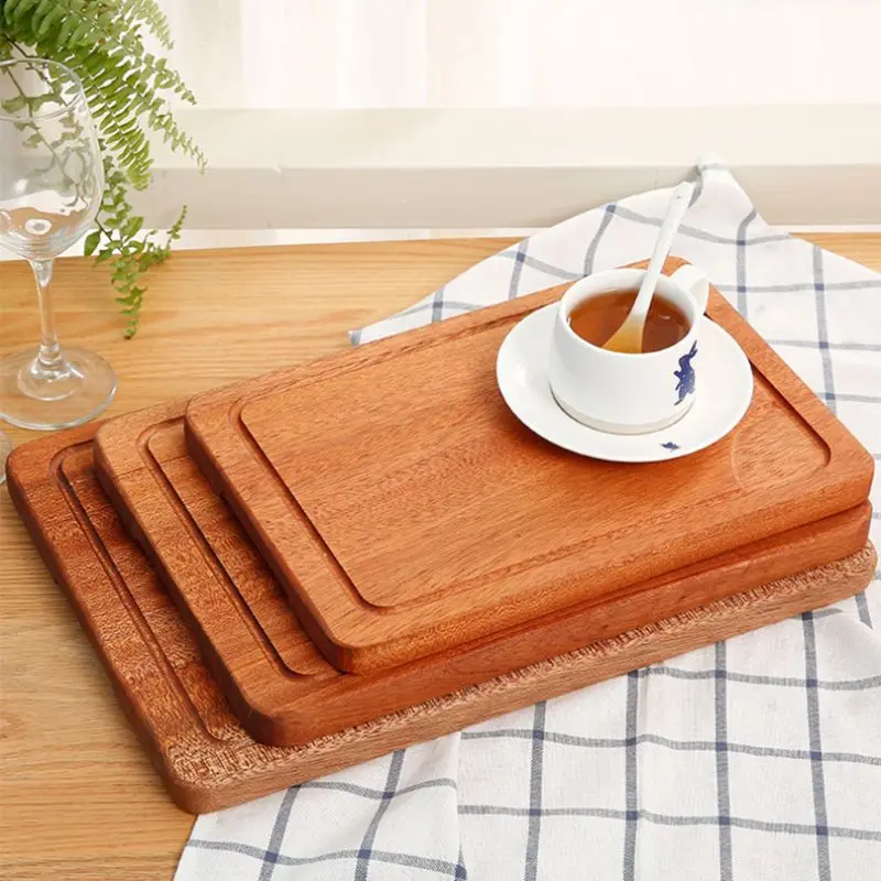 Тарелка для стейка деревянный поднос разделочная доска с ручками и желобком для сока