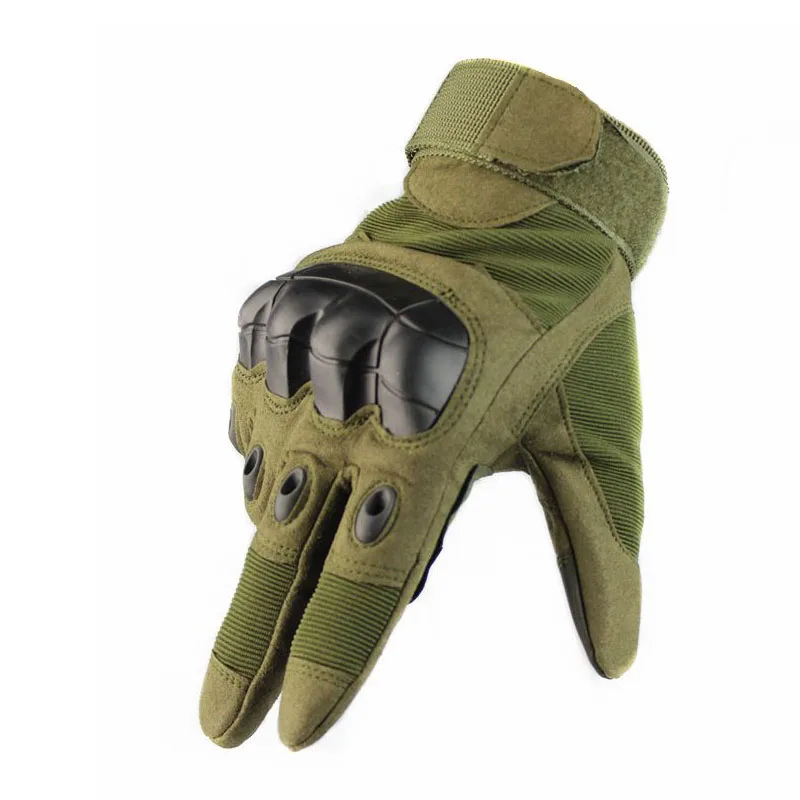 Green Full Finger Тактические перчатки, армейские военные резиновые перчатки на концах пальцев, охотничьи перчатки на полпальца/полный палец, мужские Противоскользящие велосипедные перчатки - Цвет: Green Full Finger