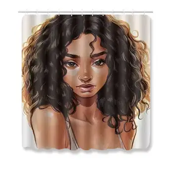 

1PC 3D African Woman Print Shower Curtains Hot Sale Washable Waterproof Bathroom Curtains For Bathroom