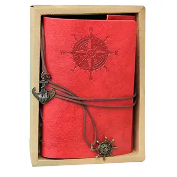 

A6 Vintage Kraft Paper Thick Notebook Travel Diary Notepad With Faux Leather Straps Red Large Innovative Stationery Present