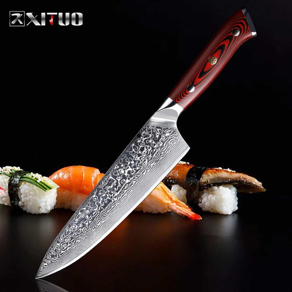 

XITUO Chef Knife Damascus Japan VG10 Sharp Cleaver Slicing Western Steak Knife Premium Kitchen Knife G10 Handle with Knife Cover