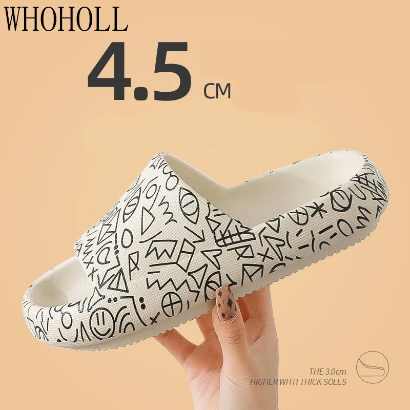 

2021 Luxury Brand Slides Indoor Womens Slippers Graffiti Casual Beach Slippers EVA High Quality Non-Slip Thick-Soled Flip Flops